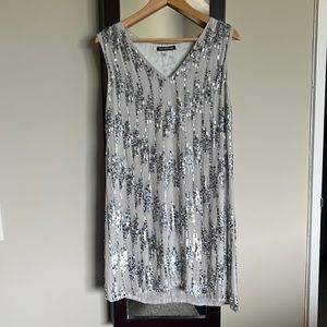 Kas New York sleeveless V-neck dress Silver With Train